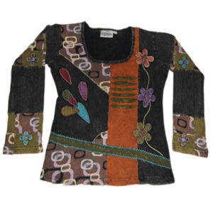 100% Cotton Patchwork Wide Sleeve Hippie Top