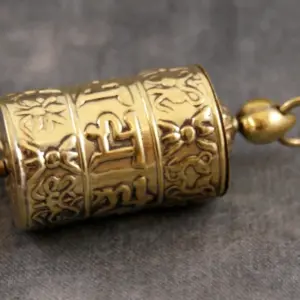 Prayer Wheel Pendant with Mantra Scroll